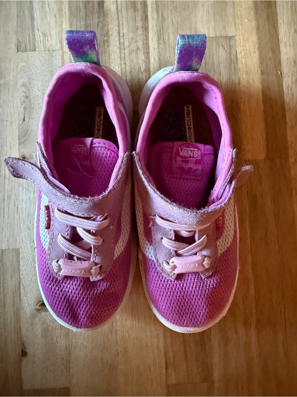 Vans Kids Pink and Purple Slip-On Hook & Loop Sneakers